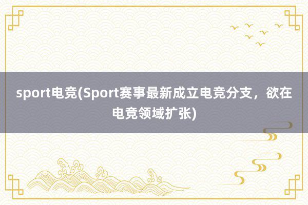 sport电竞(Sport赛事最新成立电竞分支，欲在电竞领域扩张)