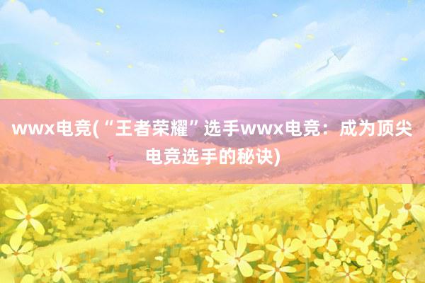 wwx电竞(“王者荣耀”选手wwx电竞：成为顶尖电竞选手的秘诀)