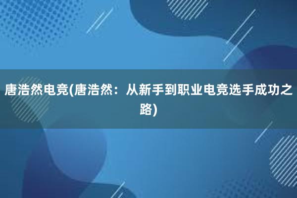 唐浩然电竞(唐浩然：从新手到职业电竞选手成功之路)