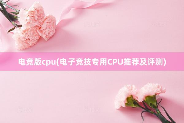 电竞版cpu(电子竞技专用CPU推荐及评测)