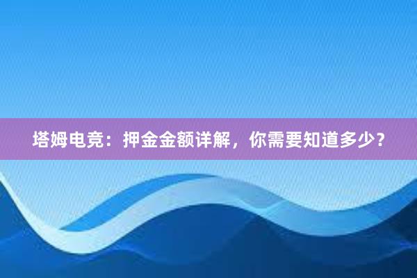 塔姆电竞：押金金额详解，你需要知道多少？